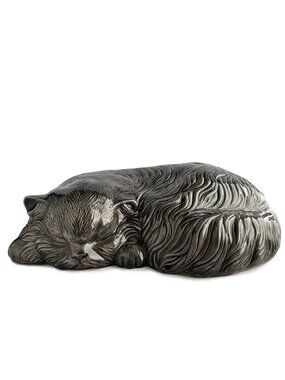 Vintage Grey Ceramic Sleeping Cat